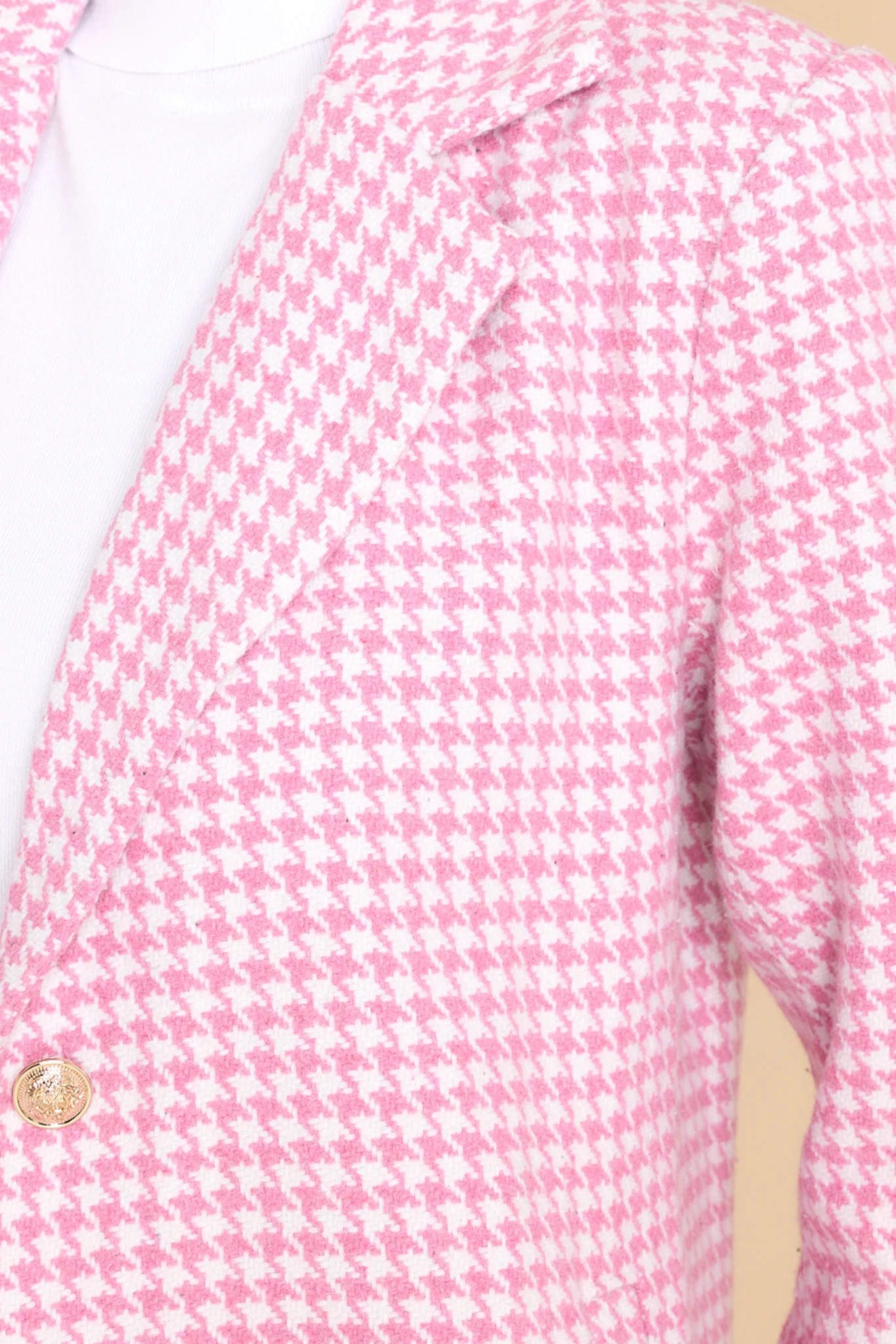 No Bad Angles Rose Pink Houndstooth Blazer | Red Dress 