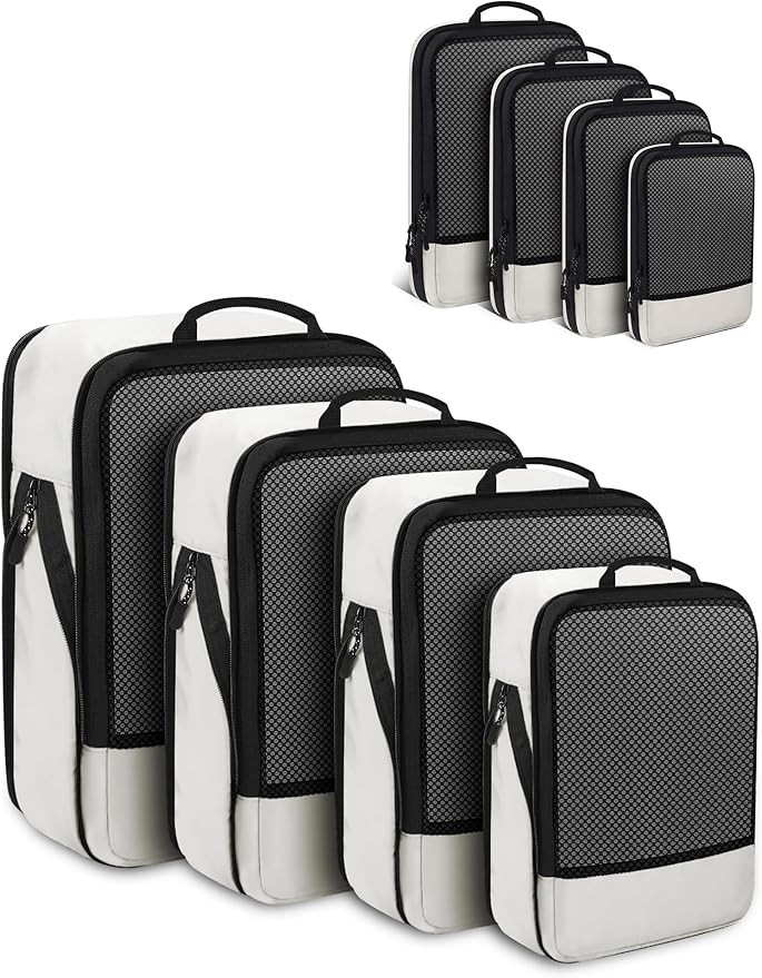 Compression Packing Cubes 4-Set Space Saver with Vacuum-Free Compression Expandable Luggage Organ... | Amazon (US)