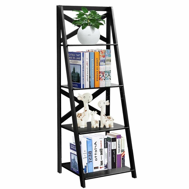 Costway 4-Tier Ladder Shelf Bookshelf Bookcase Storage Display Leaning Home Office Decor | Target