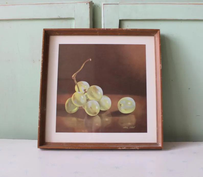 Vintage Wooden Fruit Grapes Still Lifekitchen Food Art..home. Decor. Retro Housewares. Wall Hangi... | Etsy (US)