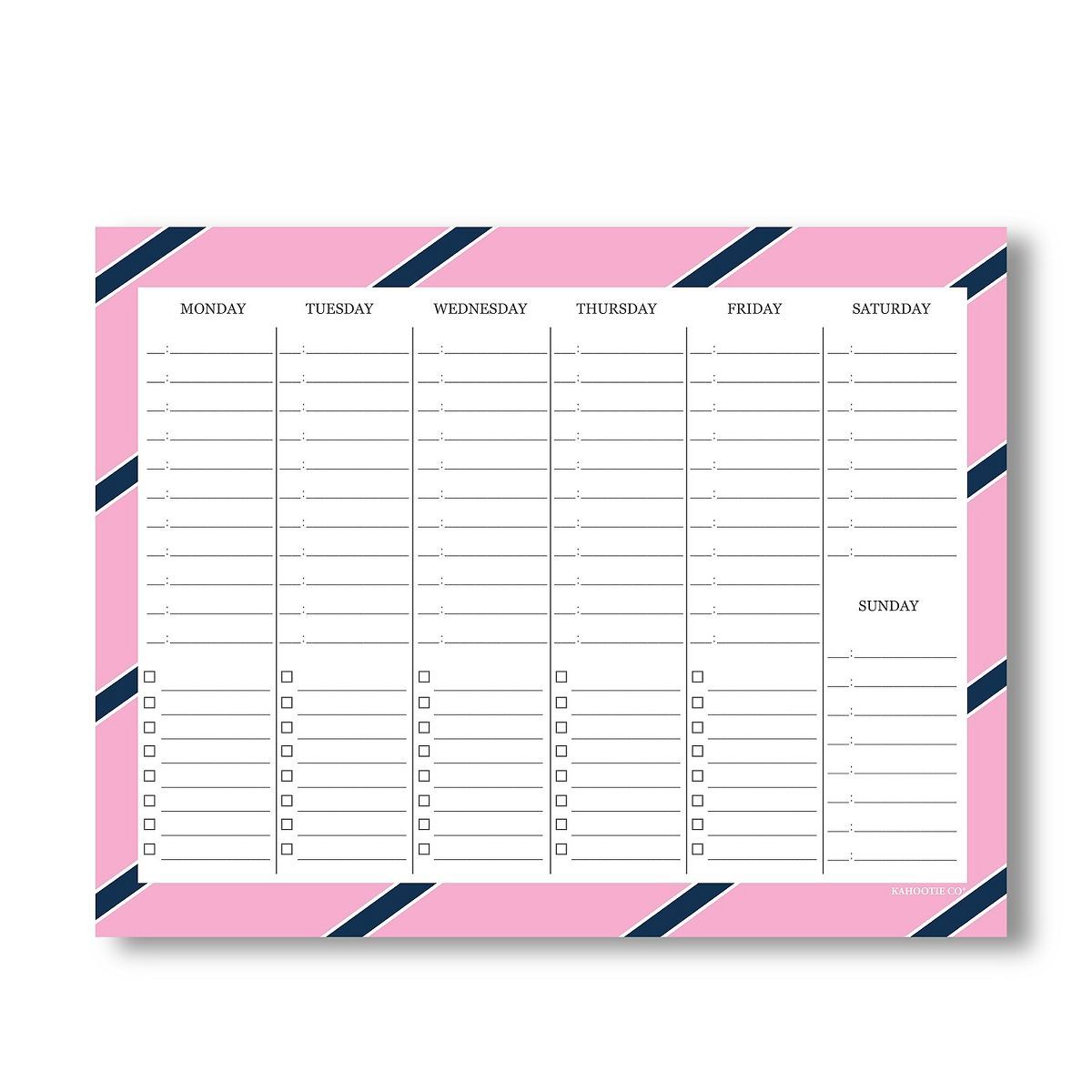 Kahootie Co. Kahootie Co Weekly Schedule Notepad 11" x 8.5" 50 sheets per pad Pink (WNP02) | Target