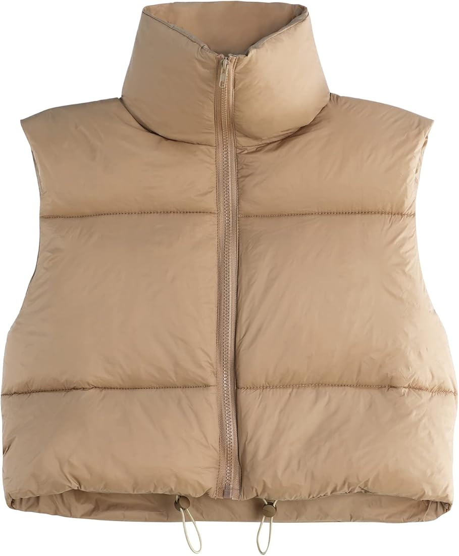 Century Star Cropped Puffer Vest Women Fashion High Neck Zipper Jacket Coat Sleeveless Winter War... | Amazon (US)