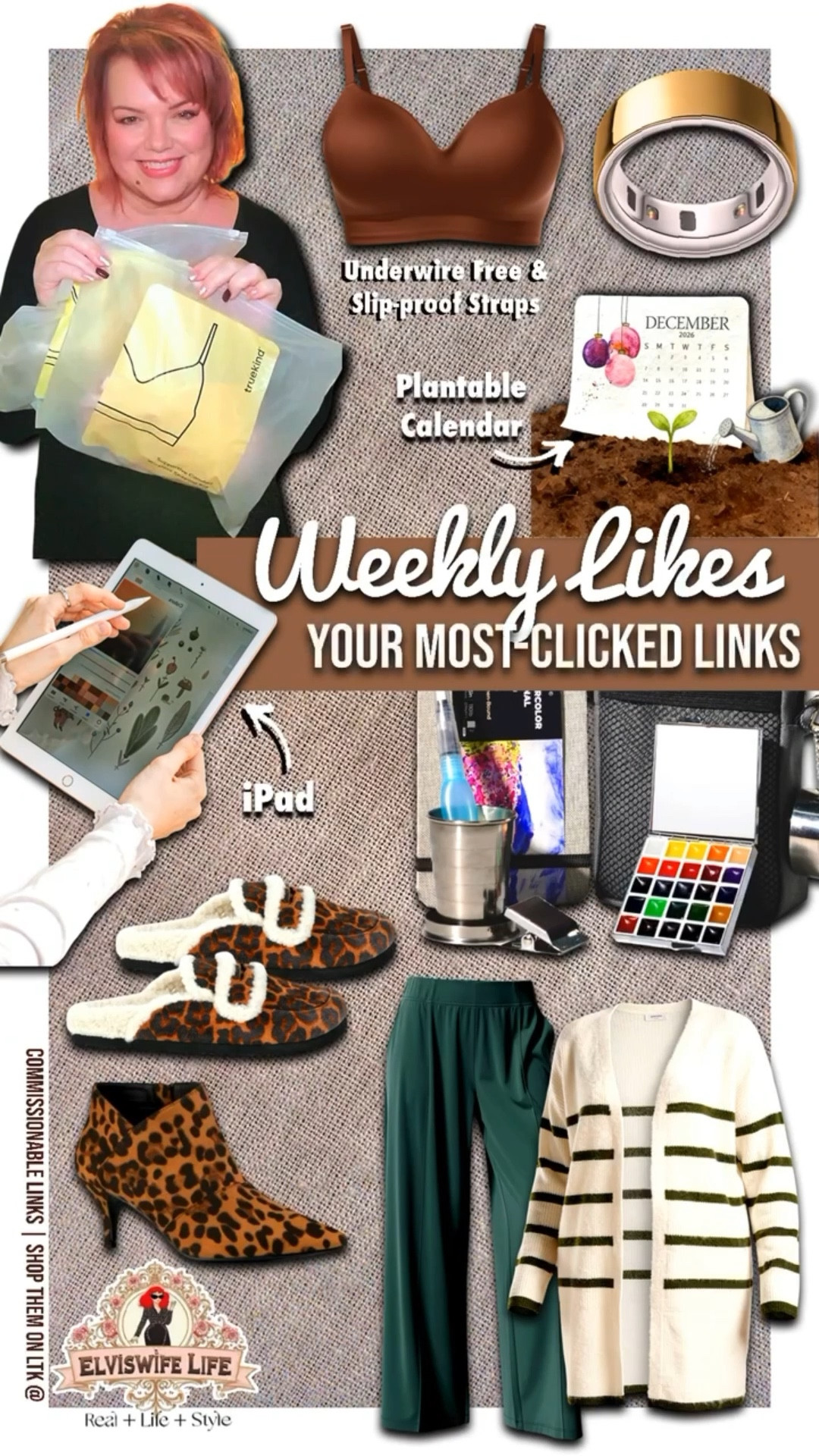 What can I learn from this week’s most purchased links? Leopard is still going strong, outfits that can be worn anytime of year, but especially at Christmas, are on your list, and so is a comfy bra with straps that stay put at holiday parties and festivities!
🎄Gift shopping is still going strong with gifts for hobbies in your cart (be sure to check out my gift guides for more inspiration)!
💖 You are starting to gear up for 2026, purchasing unique calendars (this one is printed on seed paper that you can plant and grow flowers), productivity tools like iPads and tablets, and looking toward health goals in the new year with wearable health trackers!
🌟 Be sure to take advantage of holiday sales happening right now, by clicking through below!




#LTKPlusSize #LTKMidsize #LTKPetite #LTKTall #LTKWorkwear #LTKShoeCrush #truekindsquad #LTKOver40 #LTKU #LTKfindsUnder50 #LTKfindsUnder100 Walmart, Amazon, Old Navy, Maurices , Sherpa, paint set, travel paint set, watercolor set, oura ring, Apple, mules, work outfit, mom outfit, holiday outfit, Christmas outfit, plein air, iPad, tablet, laptop, computer, gift gifts for her, gifts for mom, gifts for BFF, gifts for sister, gifts for him, gifts for students, gifts for dad, tech gifts, Halara 

#LTKGiftGuide #LTKHoliday #LTKSaleAlert