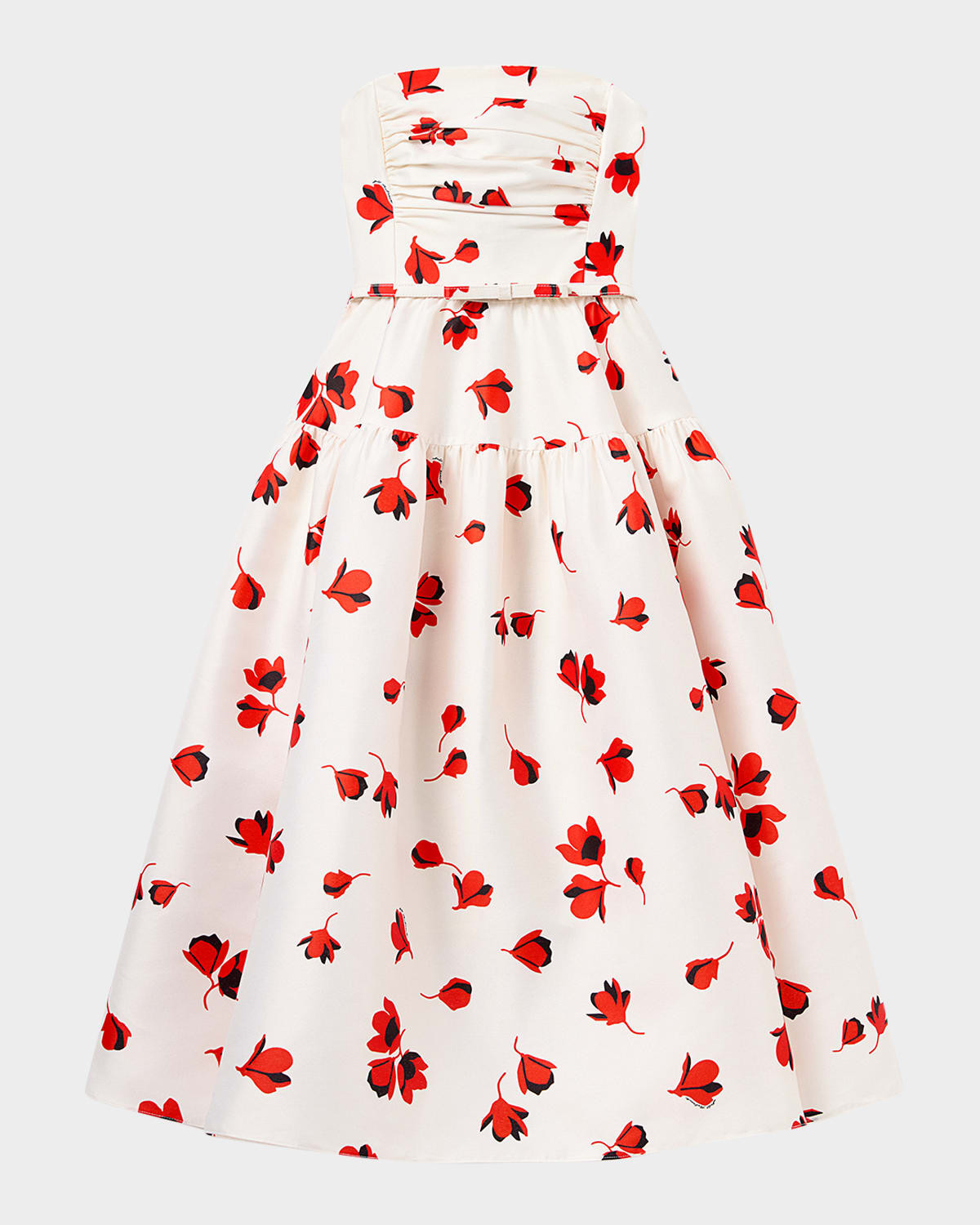 Floral Taffeta Midi Dress | Neiman Marcus