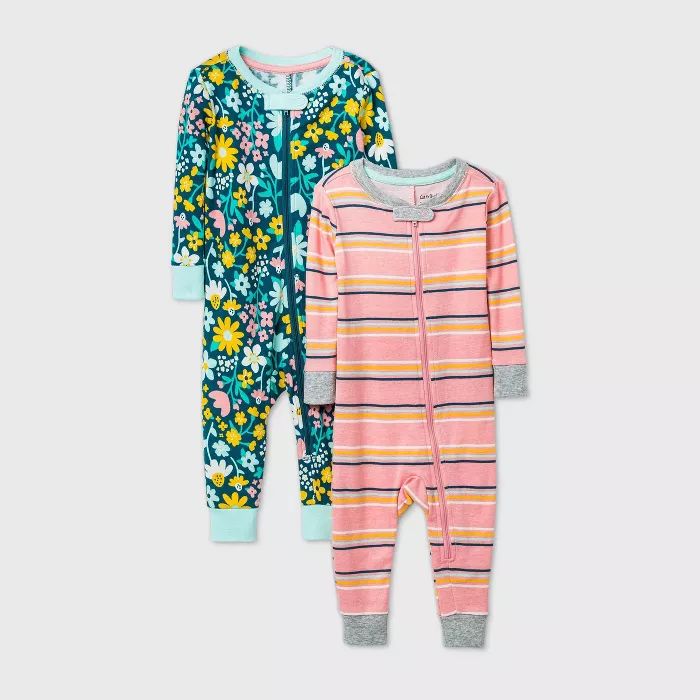 Baby Girls' 2pk Stay Wild Pajama Jumpsuit - Cat & Jack™ Green | Target