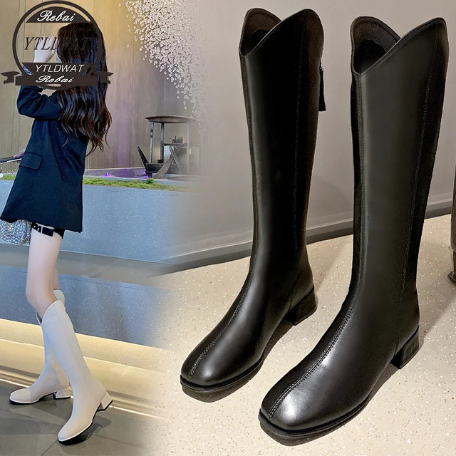 2021 New Fashion Knee High Boots Women's Winter Thick Heel Stretc Long Slip On Autumn Shoes Woman... | AliExpress (US)