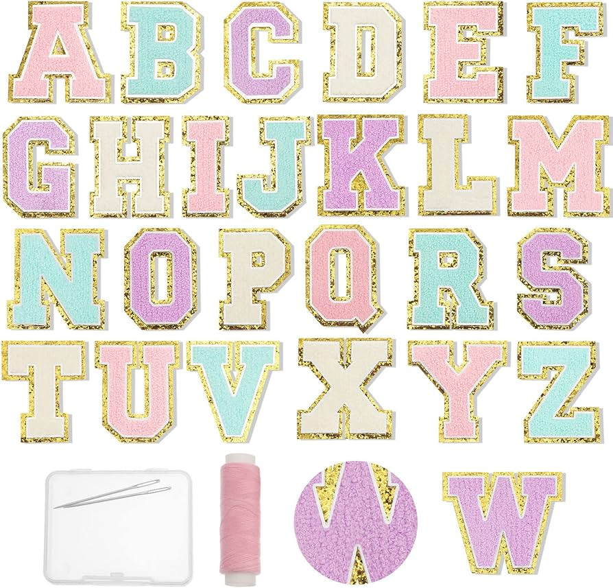 26 Pcs Chenille Letter Patches Iron on A-Z Letter Patch Decorative Repair Patches Embroidered Adh... | Amazon (US)