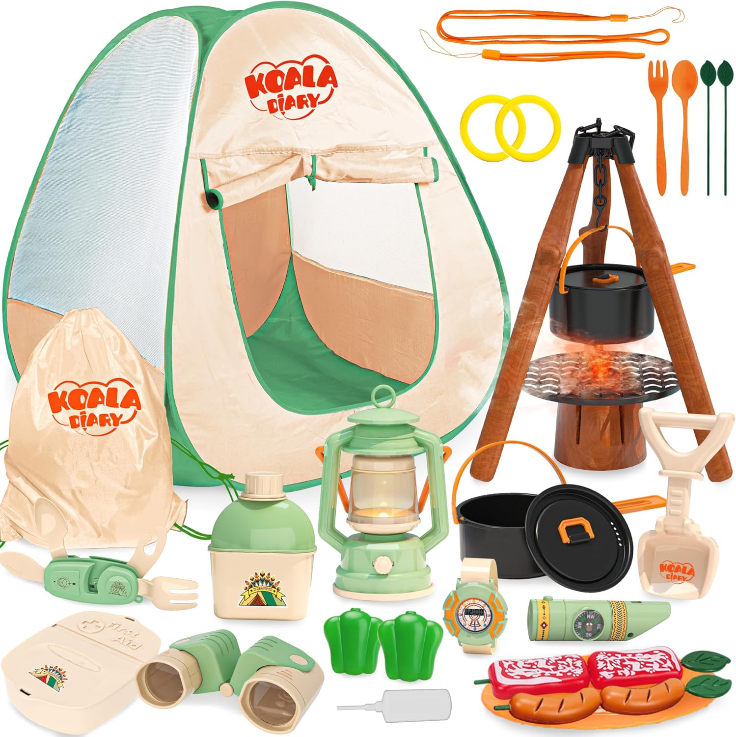 Kids Camping Set, SMILESSKIDDO 41 PCS Pretend Camping Set for Kids 3-5 with Pop Up Tent - Indoor and Outdoor Play Camping Toys for Toddlers | Amazon (US)