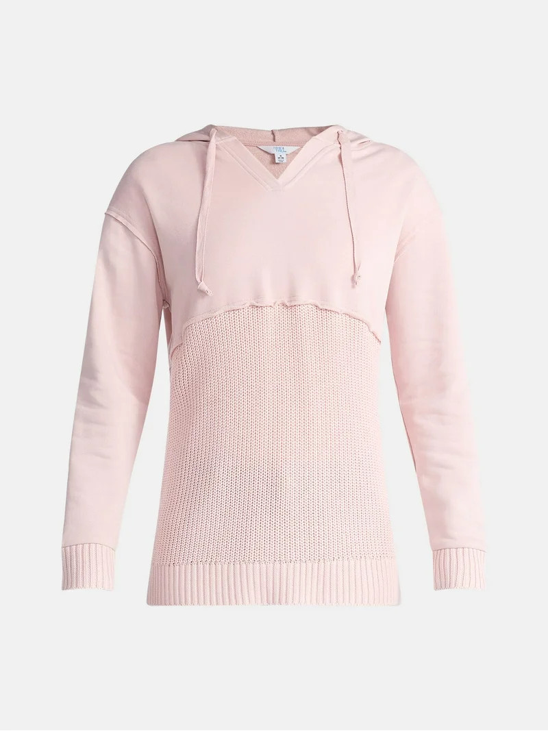 Time and Tru Women's Mixed Media Hoodie, Sizes XS-XXXL | Walmart (US)