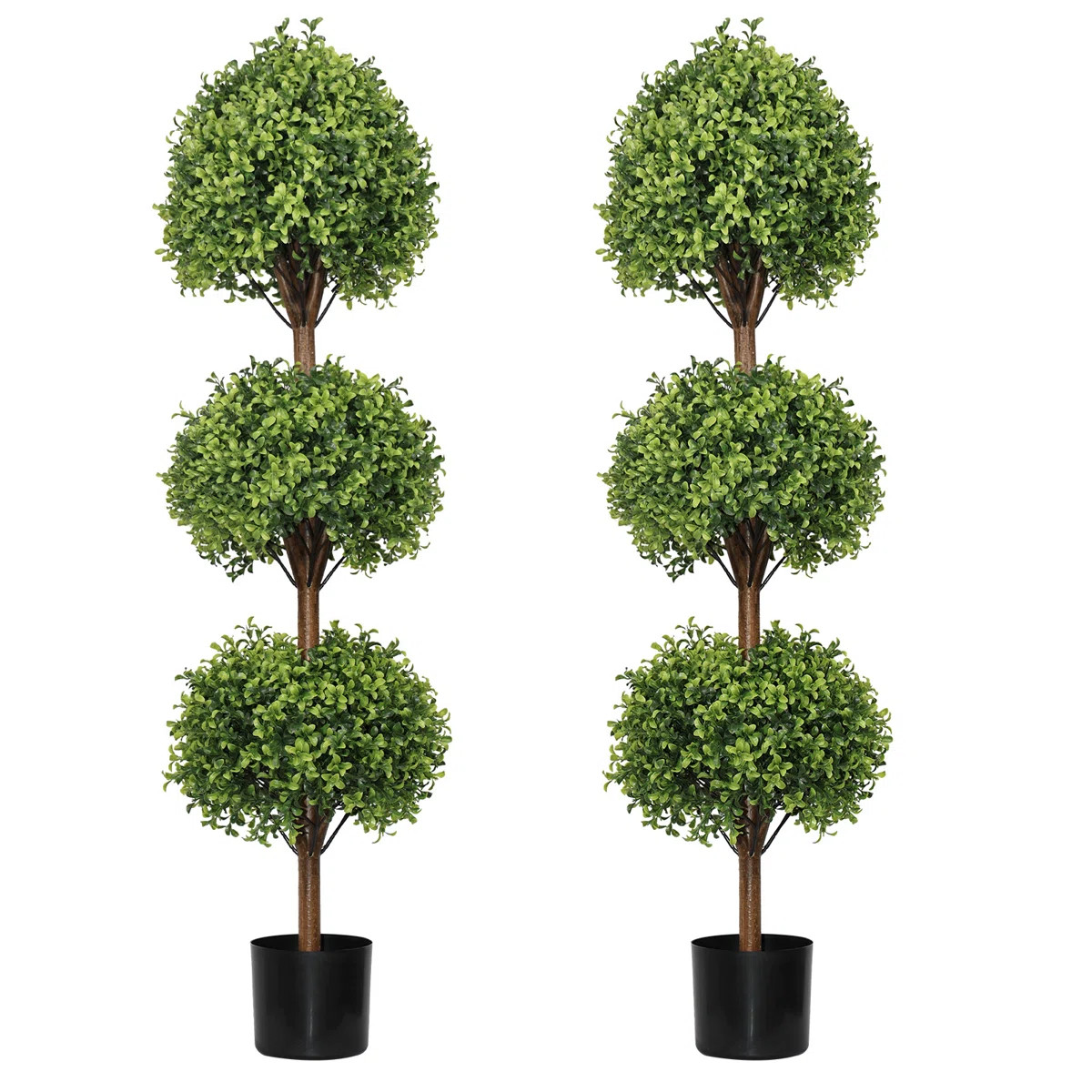 55" Artificial Triple Ball Green Boxwood Topiary In Planter (Set of 2) | Wayfair North America