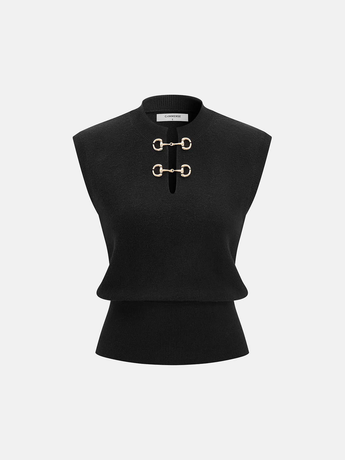 Horsebit Detail Sleeveless Knit Top | Commense