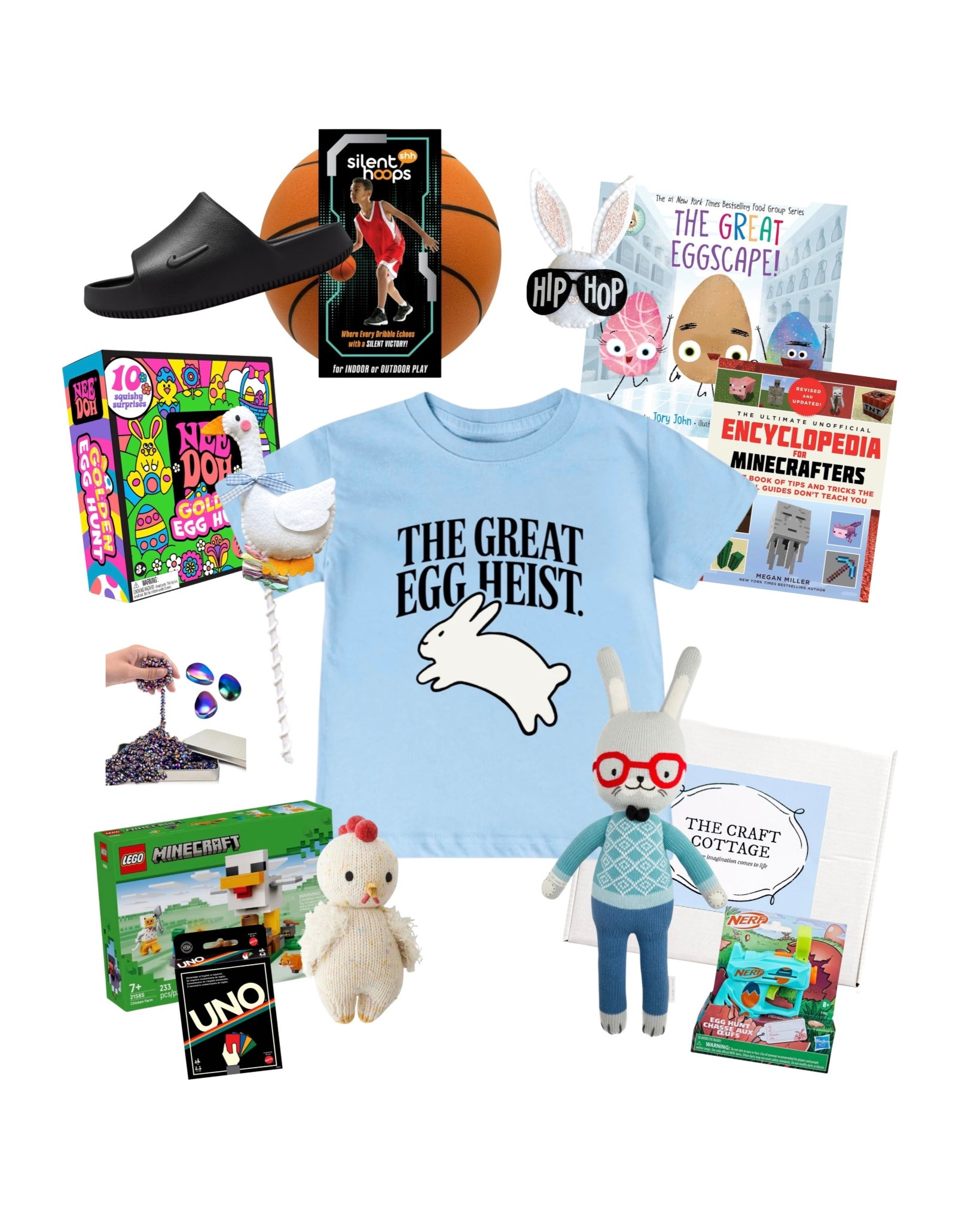 Easter basket inspo for boys 🐰🐔

A mix of handmade items and fun goodies for younger and older boys! 

Tee, handmade felt goose and bunny, and The Craft Cottage are from my shop peachandgoldie.com.

#easterbasketideas #easterbasketstuffers #boyseaster #easterbasketforboys #springgiftideas #easterinspo #kidsgiftideas #easterfinds 