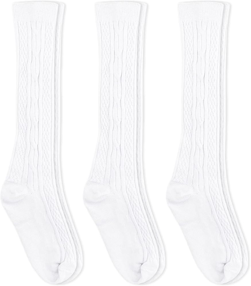 Jefferies Socks Girls 2-6X Classic Cable Knee High 3 Pair Pack | Amazon (US)