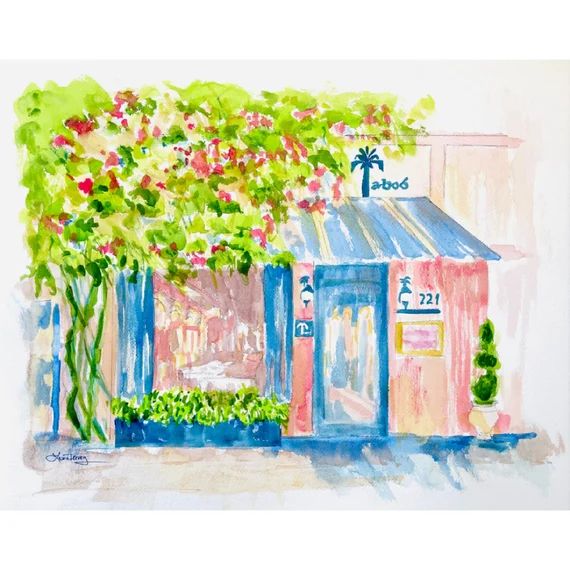 Ta-Boo Restaurant Worth Avenue Original Watercolor Painting | Etsy (US)