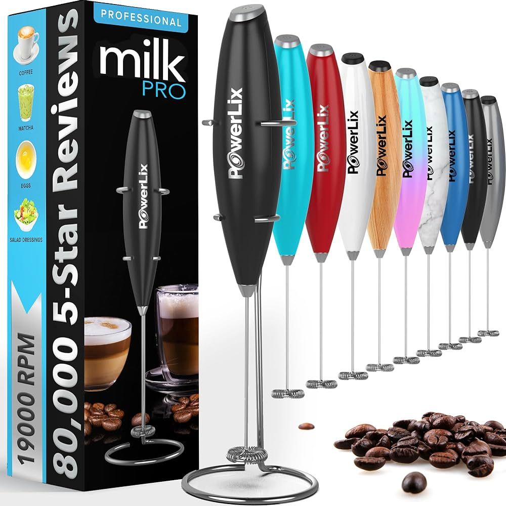 PowerLix Powerful Handheld Milk Frother With Stand Battery Operated Foam Maker Frother Wand For C... | Amazon (US)
