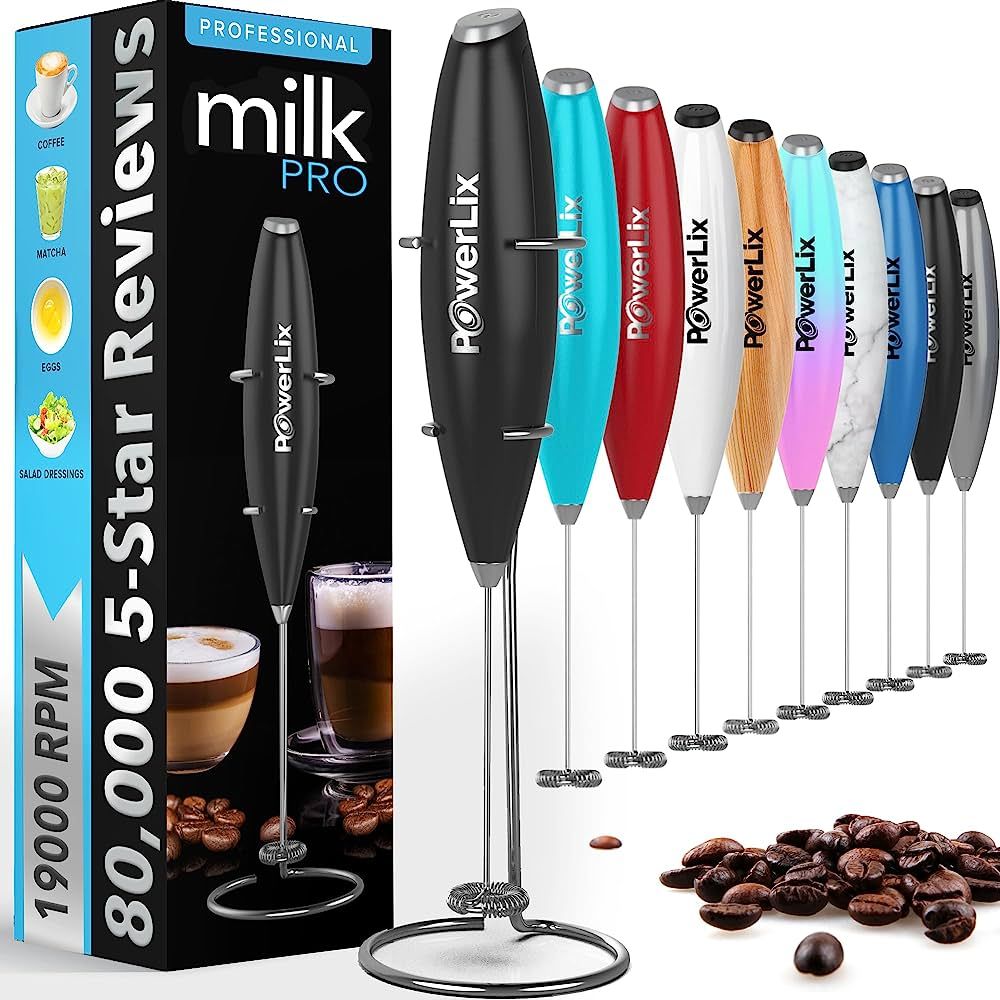 PowerLix Powerful Handheld Milk Frother With Stand Battery Operated Foam Maker Frother Wand For C... | Amazon (US)