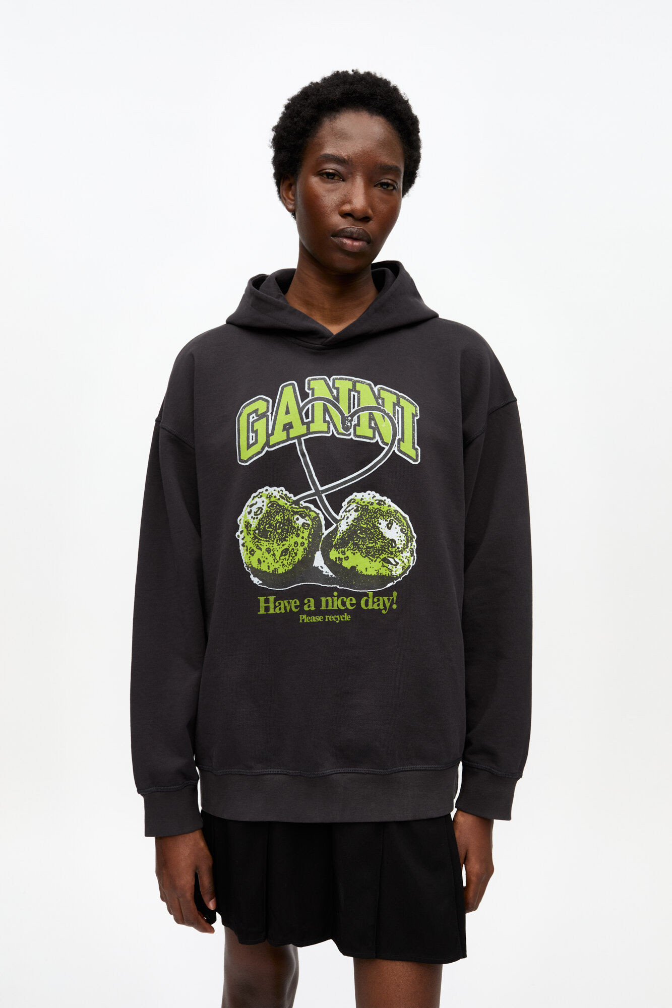 Black Isoli Cherries Oversized Hoodie | Ganni