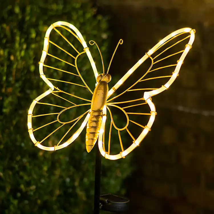 Gold Metal Butterfly Solar Stake | Kirklands