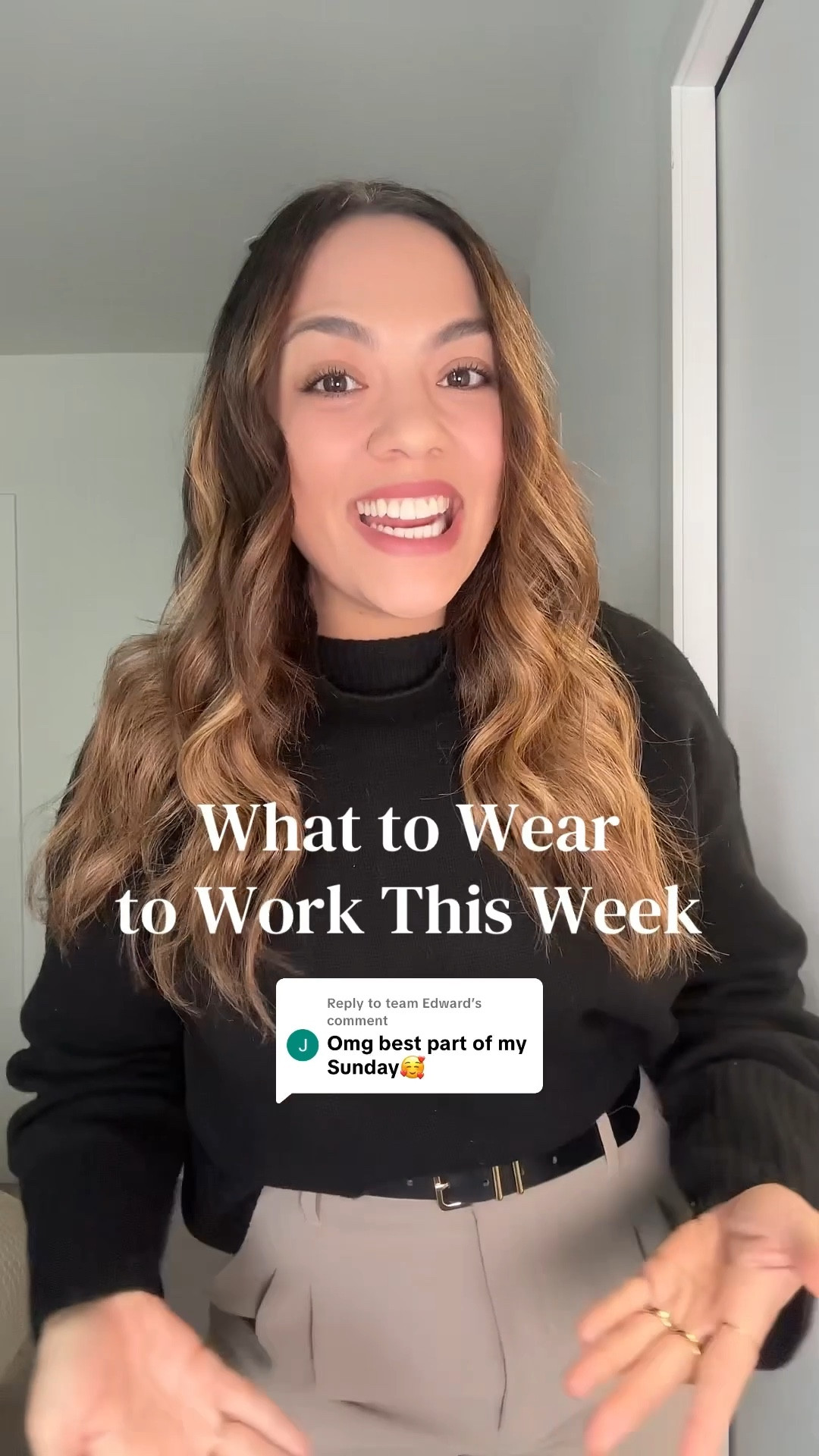 Here is what you can wear to work this week!

Monday:
-Aritzia beige high rise tailored pants, I have a size 10. 
-Reformation black cropped turtleneck sweater, I have a size large. 
-Poppy Barley black Mary Jane flats. 
-Abercrombie black belt. 
-Madewell black leather tote bag. 

Tuesday:
-Aritzia black pleated midi dress, similar linked. 
-Taupe blazer, similar linked. 
-Poppy Barley black leather knee-high boots. 

Wednesday:
-Cream mock neck tshirt, similar linked. 
-Zara brown tailored pants, similar linked. 
-Brown suede kitten heels. 
-Zara brown polka dot scarf. 
-Demellier London brown suede tote bag. 

Thursday:
-Aritzia olive green pleated midi skirt, I have a medium. 
-Tan sweater, similar linked. 
-Zara beige suede knee-high boots. 

Friday:
-Sézane navy blue knit cardigan, I have a medium. 
-Madewell black loose jeans, I have a size 29. 


-Sam Edelman silver Mary Jane flats. 

#LTKworkwear #LTKstyletip #LTKcanada