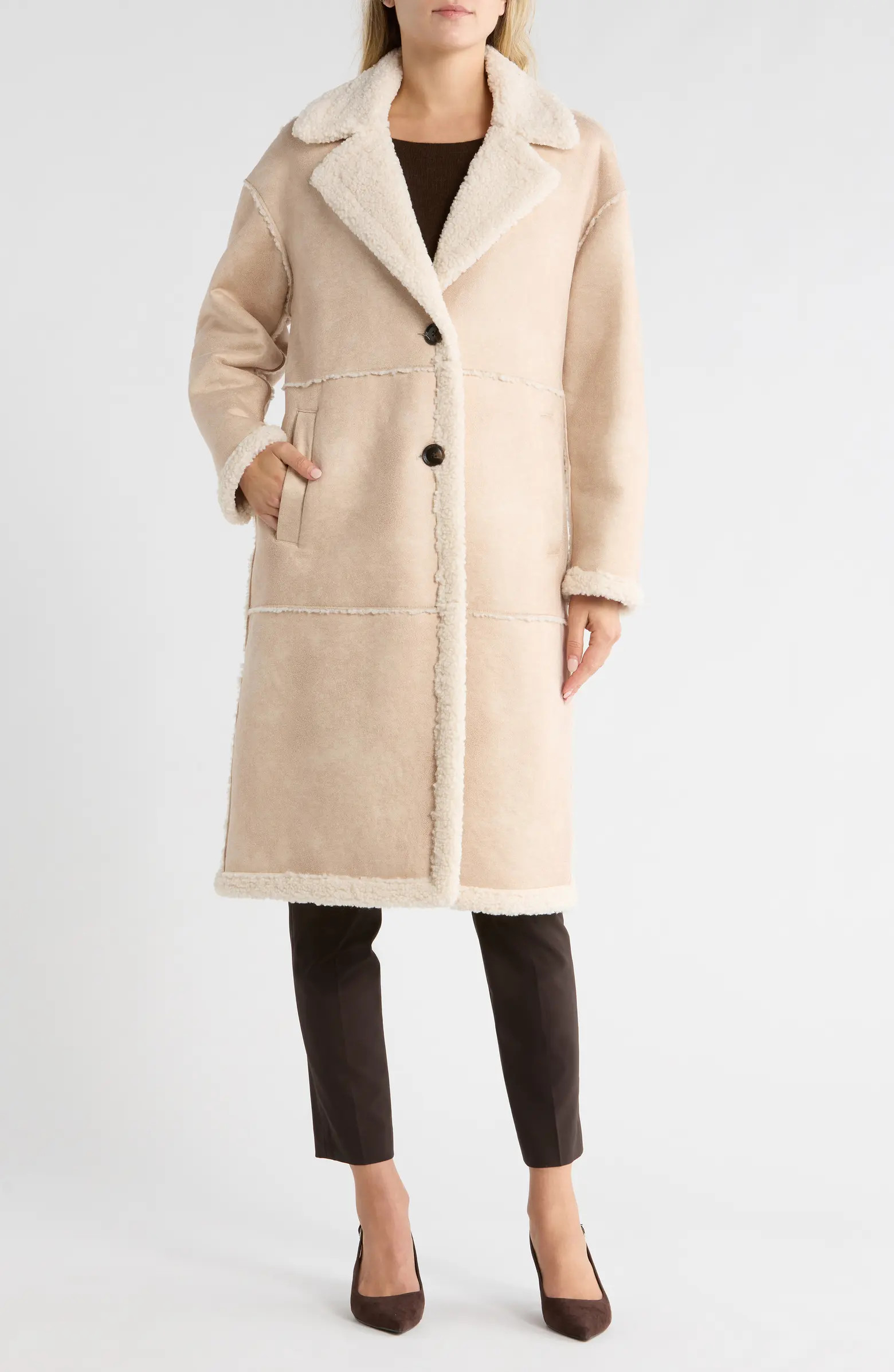 BCBGeneration Faux Shearling Lined Faux Suede Coat | Nordstromrack | Nordstrom Rack