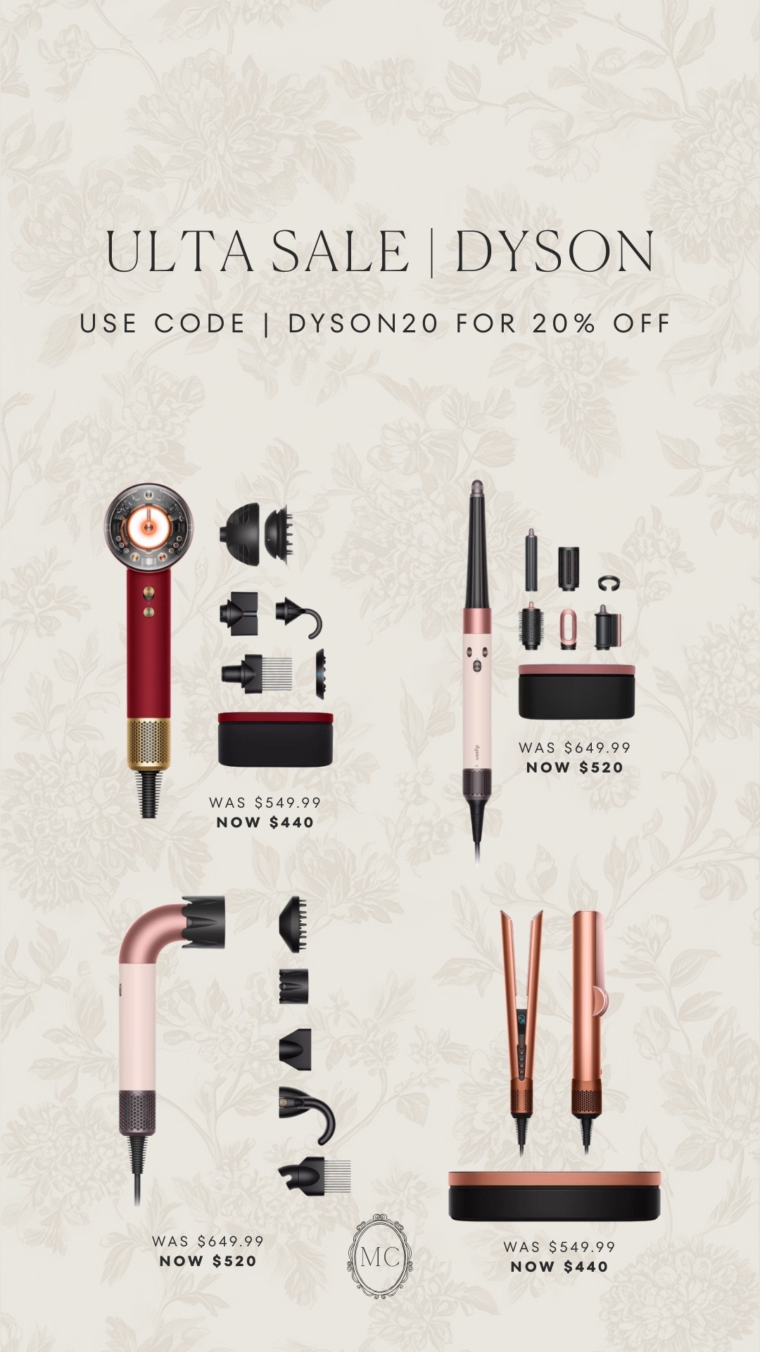 Huge sale at Ulta! Save 20% on Dyson right now with code DYSON20 at checkout 🤍

#LTKSaleAlert #LTKBeauty #LTKGiftGuide