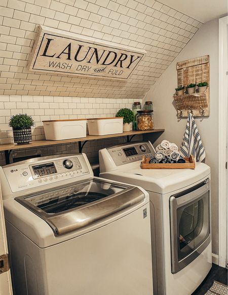 Linked my laundry room essentials plus the peel and stick backsplash we used! #laundryroom #laundryroomessentials #laundryroomidea 

#LTKstyletip #LTKhome