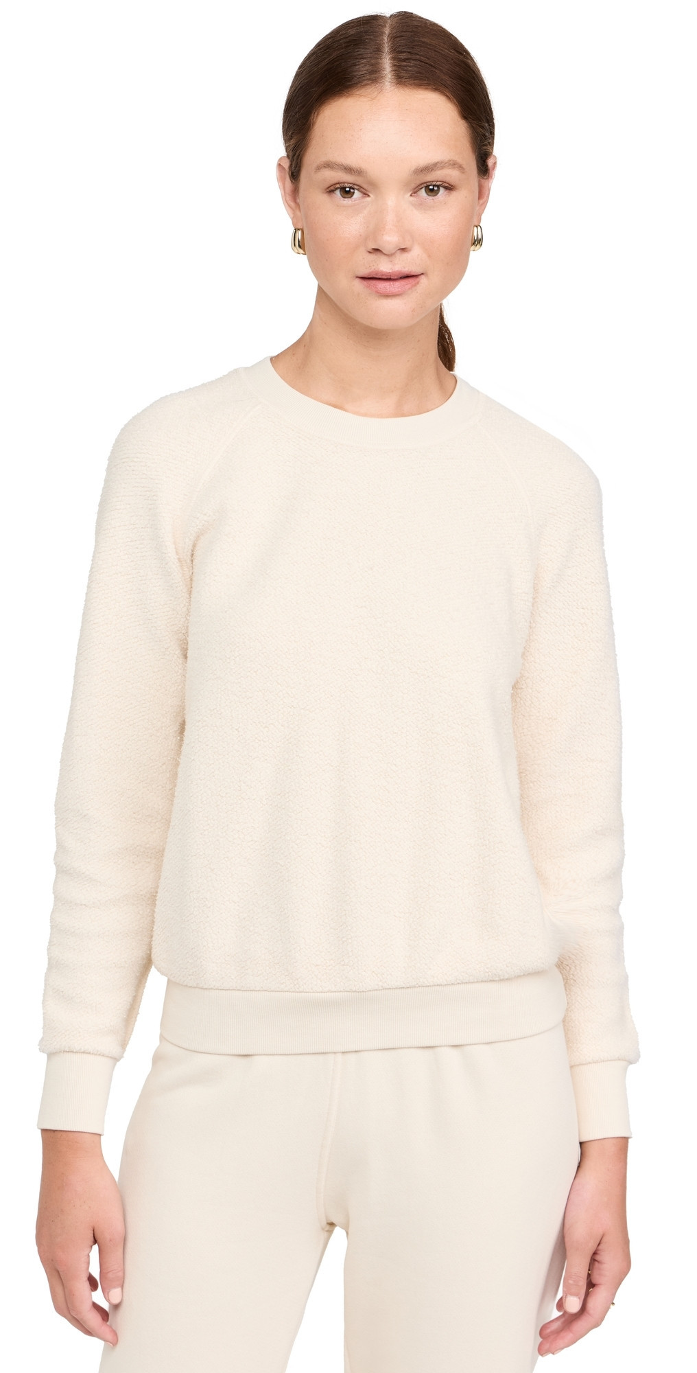 perfectwhitetee Ziggy Inside Out Fleece Long Sleeve Shrunken Crew Neck Sweatshirt Sugar S | Shopbop