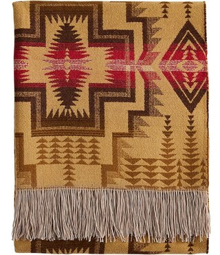 Harding Star Fringed Jacquard Wool Throw Blanket | Dillard's