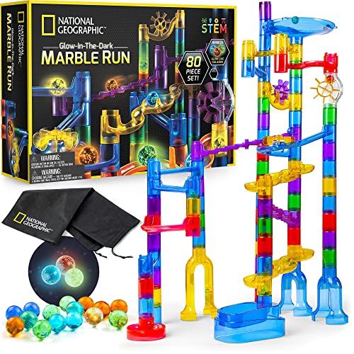 NATIONAL GEOGRAPHIC Glowing Marble Run – 80 Piece Construction Set with 15 Glow in the Dark Gla... | Amazon (US)