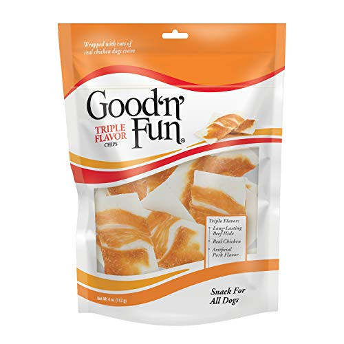 Good'n'Fun Triple Flavor Chips, Dog Chew Treats, Premium Chicken and Beef Hide Treats for Dogs, 4 oz | Amazon (US)