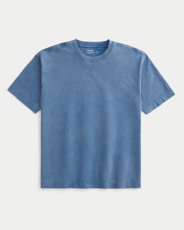 Boxy Heavyweight Washed Cotton Crew T-Shirt | Hollister (US)