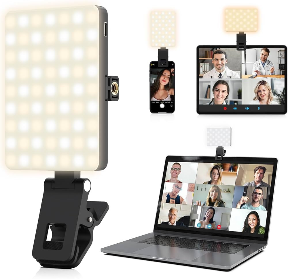 Eicaus 100 LED Rechargeable Selfie Phone Light with Hot Shoe Mount Adapter and Clip,Camera Fill L... | Amazon (US)