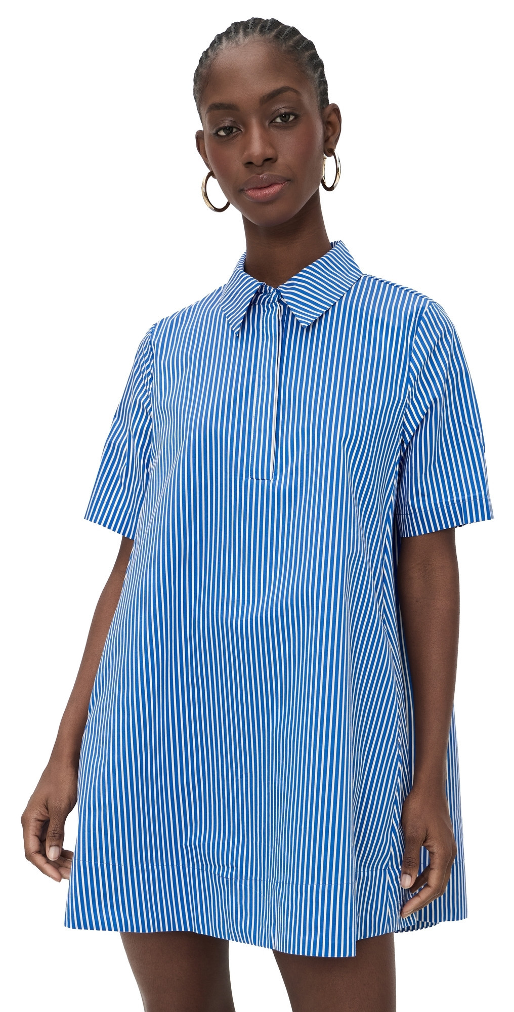 English Factory A-line Short Sleeve Shirt Dress Blue Stripe M | Shopbop
