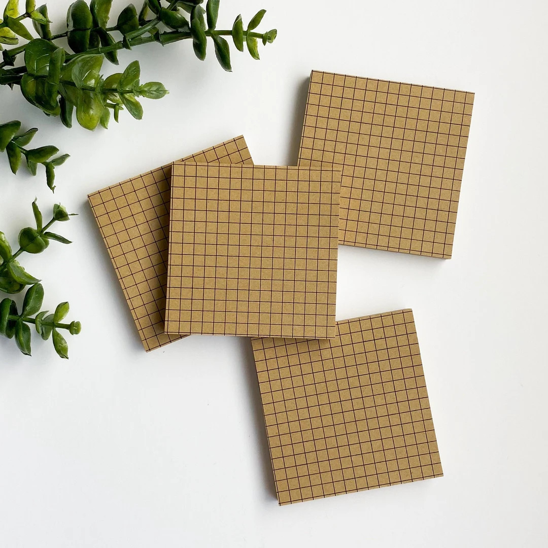 Kraft Grid Sticky Notes: 3x3 Study Note Pads (80 Sheets) - Etsy | Etsy (US)