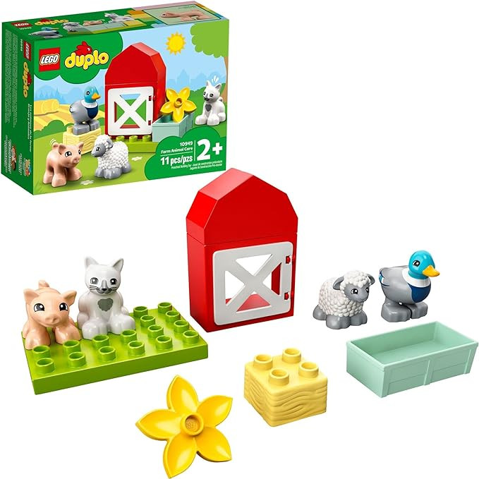 LEGO DUPLO Town Farm Animal Care 10949 Toy for Toddlers, Girls and Boys 2 Plus Years Old with Duc... | Amazon (US)