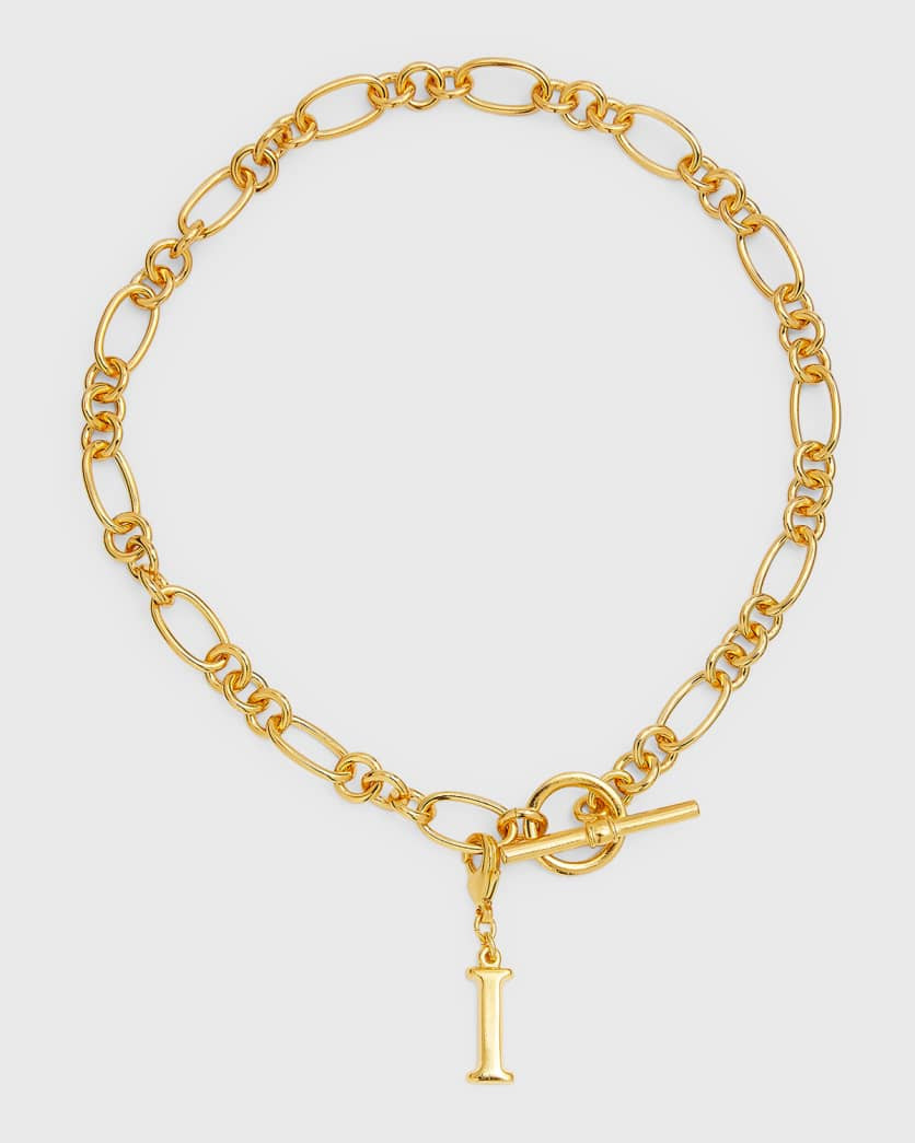 Link Brass Chain Necklace with Initial Charm | Neiman Marcus