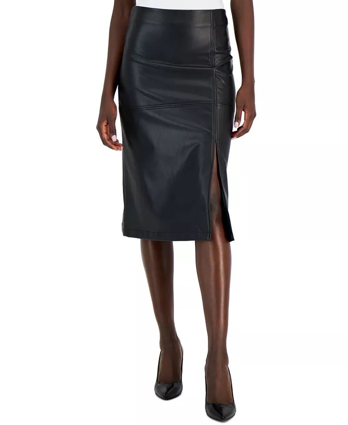 Women's Hollywood Faux-Leather Slit-Front Skirt | Macys (US)