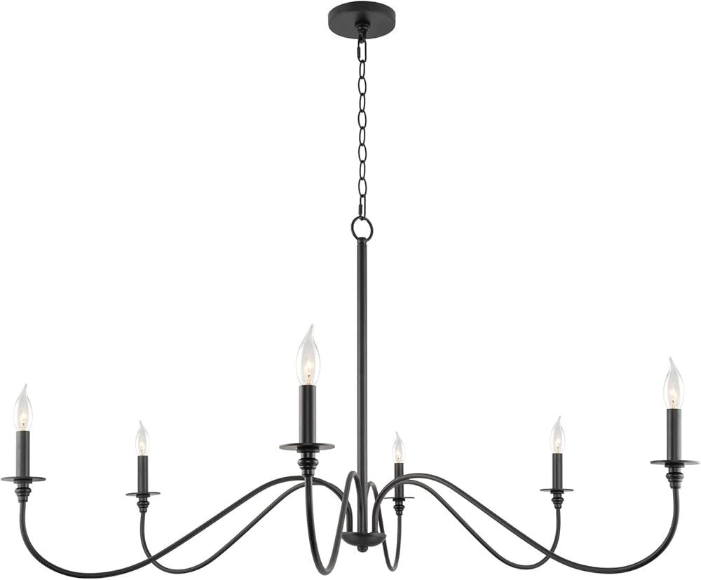 Kira Home Archer 47" 6-Light Large Modern Chandelier + Curved Arms, Adjustable Hanging Height, Bl... | Amazon (US)