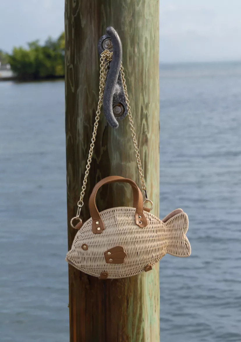 Sewing Down South x Crown & Ivy™ Rattan Fish Crossbody with Handle | Belk