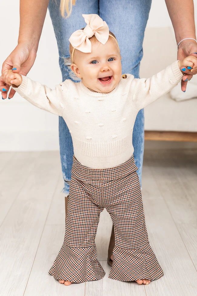 Wrap Me In Plaid Baby Brown Flared Plaid Pants | Pink Lily