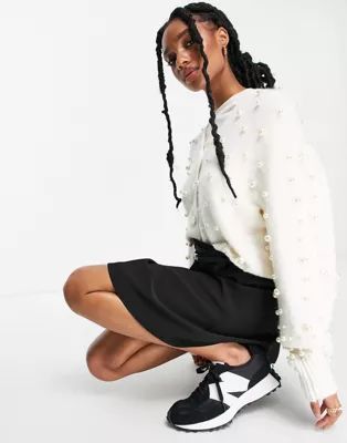 & Other Stories cardigan with faux pearl detail in off white | ASOS (Global)