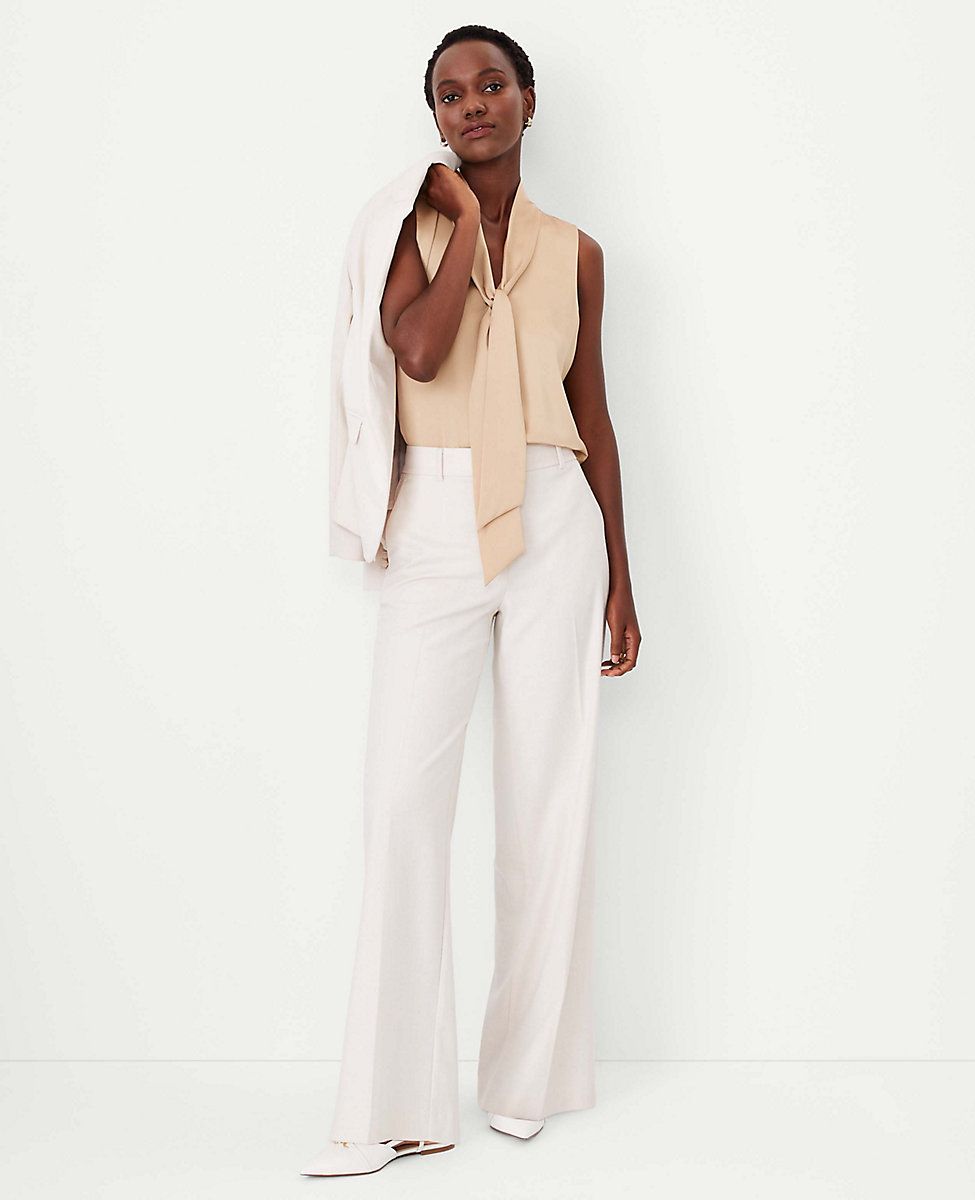 The Petite High Rise Wide Leg Pant in Textured Stretch | Ann Taylor (US)