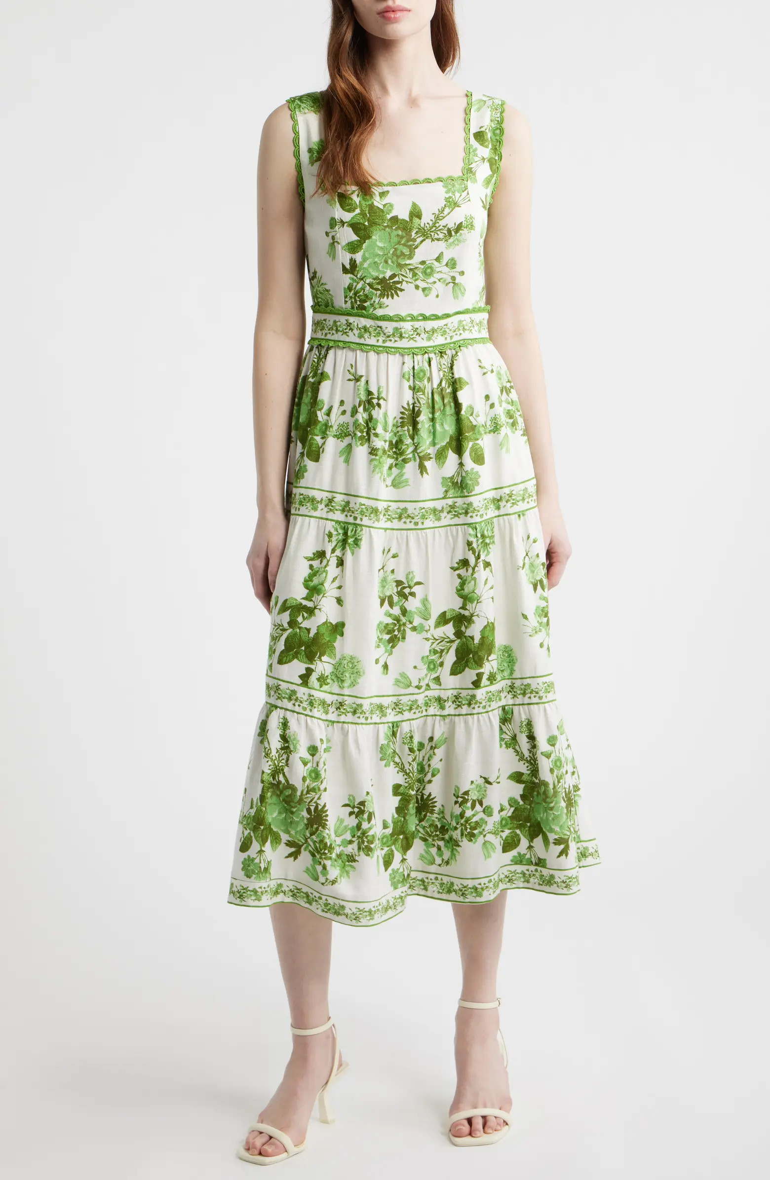 ZOE AND CLAIRE Picot Trim Cotton Blend Midi Dress | Nordstrom | Nordstrom