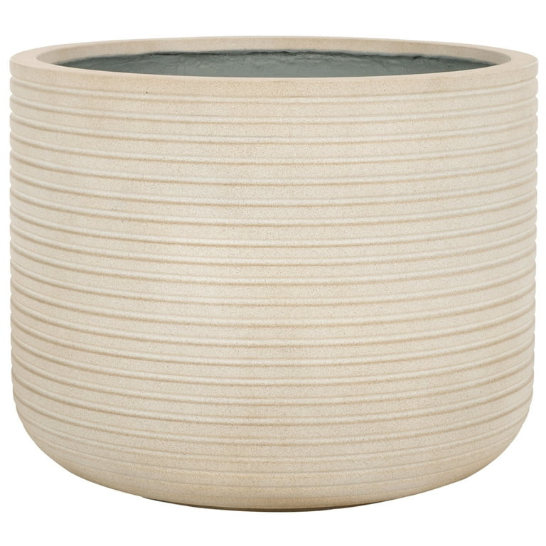 SAFAVIEH Nardo 23" x 23" x 18" Cylinder Beige Ficonstone Solid Plant Pot | Walmart (US)
