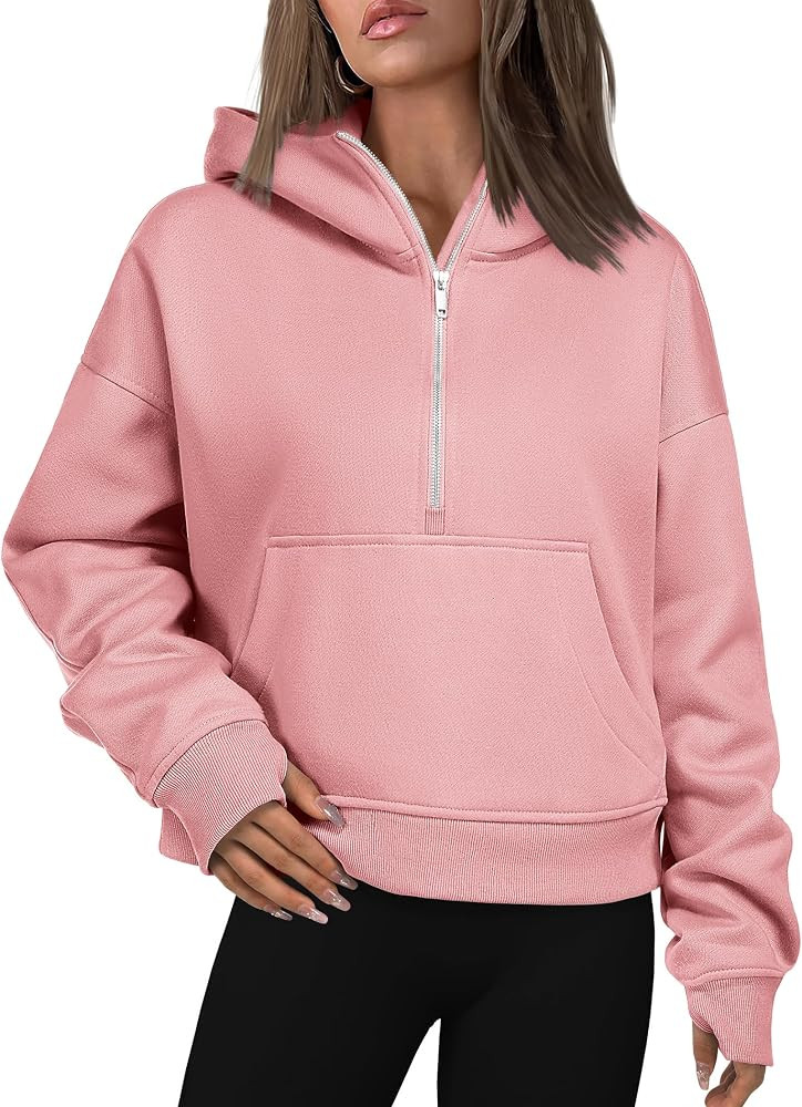 Zeagoo Womens Half Zip Cropped Hoodies Fleece Long Sleeve Pullover Sweatshirts 2023 Fall Winter C... | Amazon (US)
