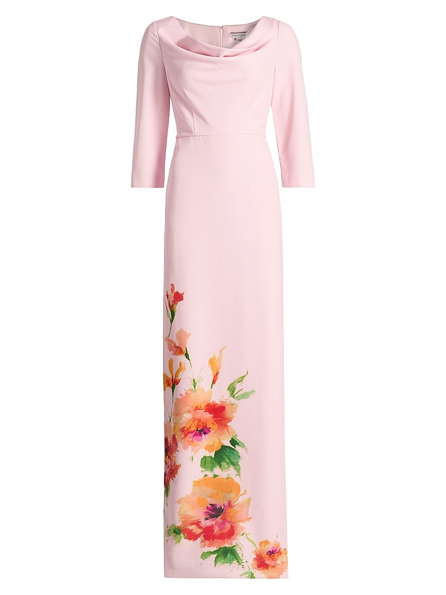 Women's Magnolia Floral Cowlneck Column Gown - Bloom Multi - Size 4 | Saks Fifth Avenue