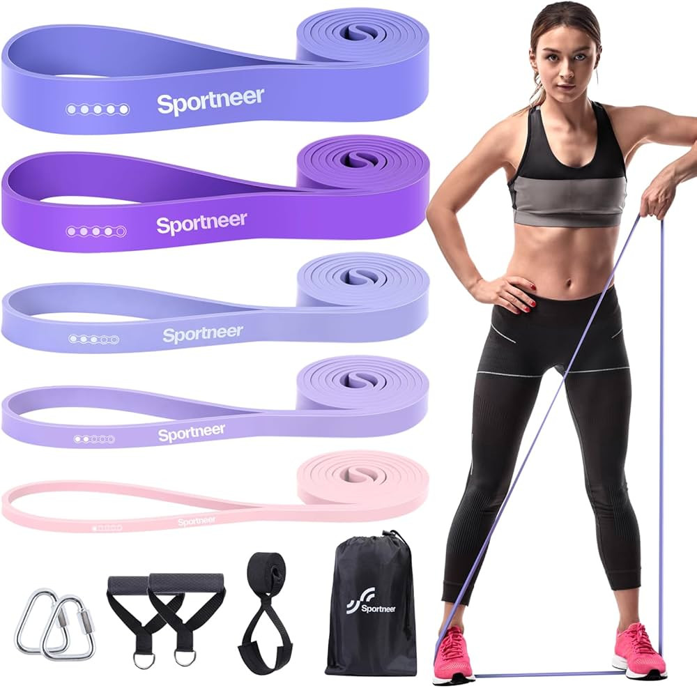 Resistance Bands for Working Out, Sportneer 5-130lb Exercise Bands 5 Levels Pull Up Bands with Ha... | Amazon (US)