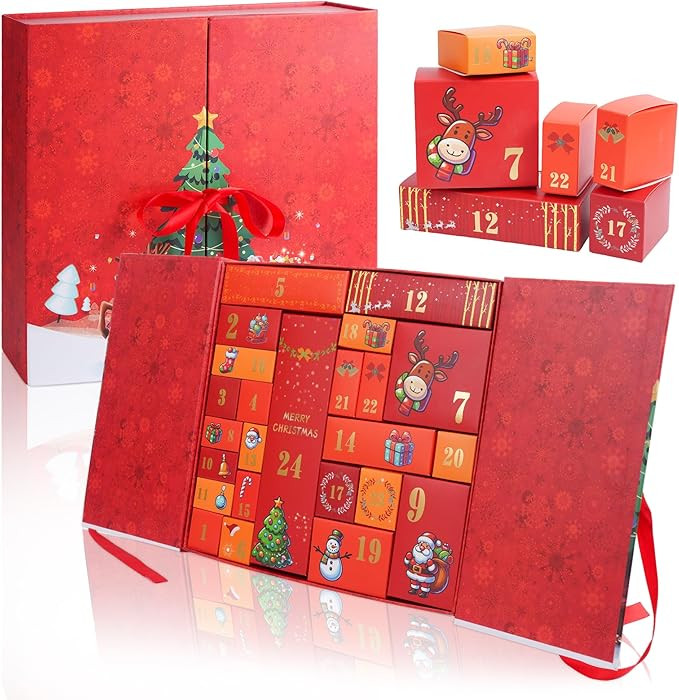 Advent Calendar Christmas Empty Boxes DIY XMAS Countdown Calendars 24 Cardboard Treasure Boxes fo... | Amazon (US)
