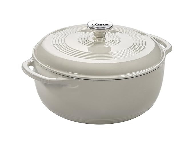 Lodge 6 Quart Enameled Cast Iron Dutch Oven. White Enamel Dutch Oven (Oyster White) | Amazon (US)