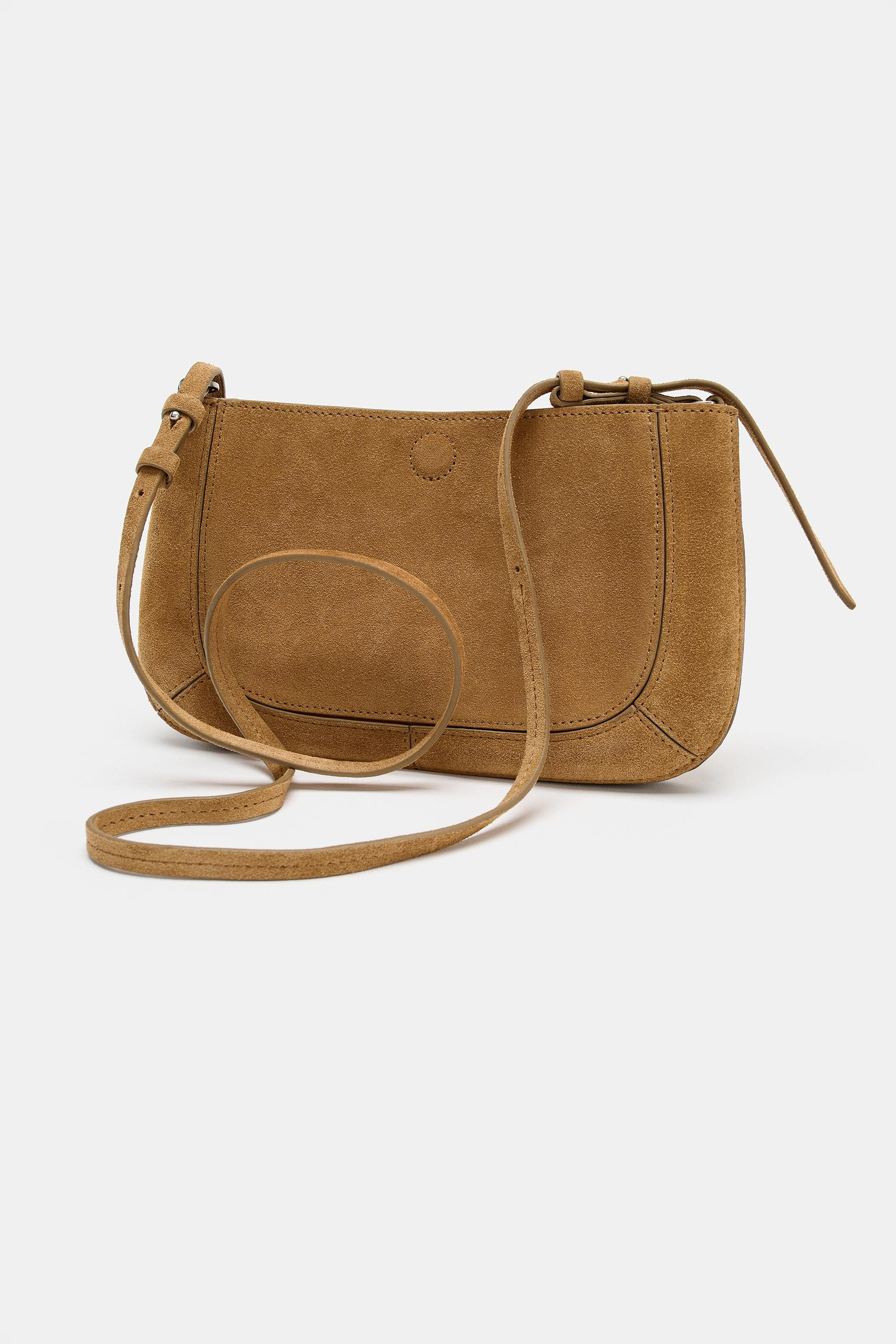 DOUBLE POCKET SPLIT LEATHER CROSSBODY BAG | Zara US